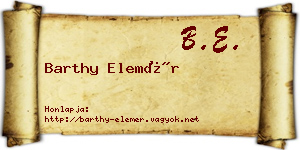 Barthy Elemér névjegykártya